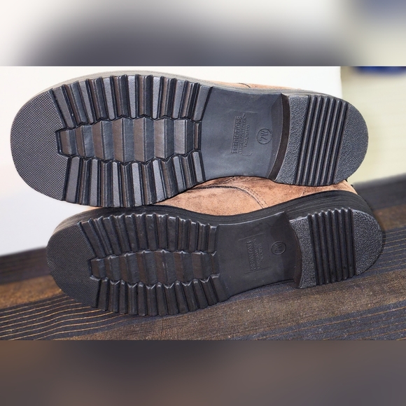 Predictions Leather Collections size 7W wide width Brown Lace Up Ankle Boots - Picture 10 of 10